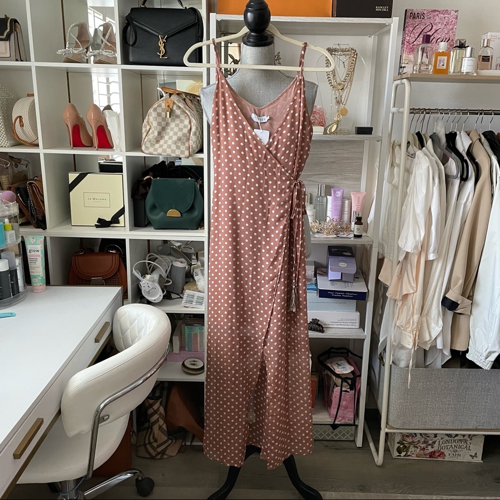 Lioness brown polka dot maxi dress